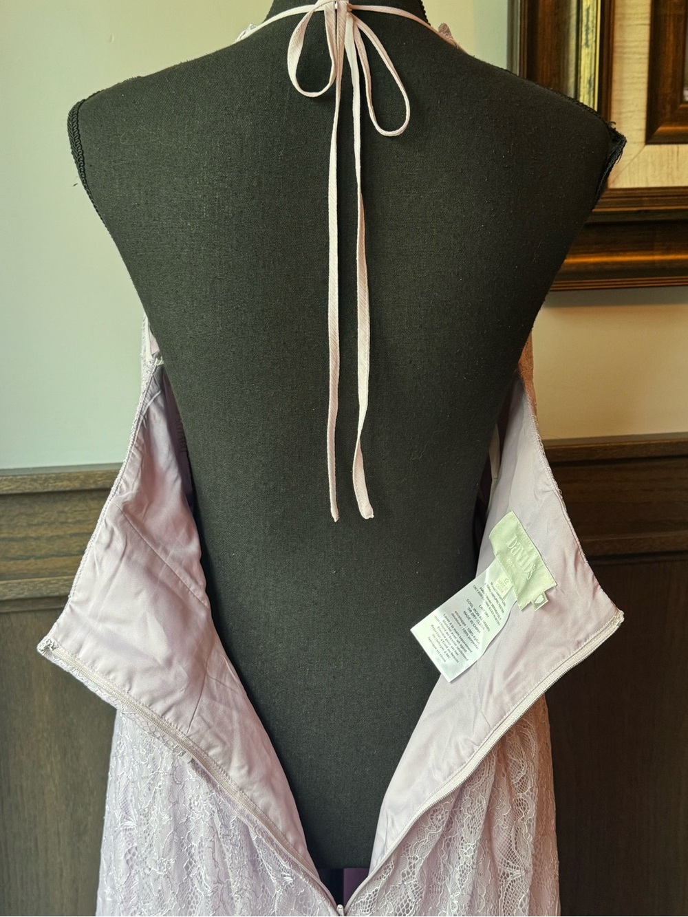 David's Bridal Lilac Lace Halter Gown 12 EUC - Picture 7 of 10